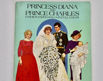 Princess Diana and Prince Charles Fashion Paper Dolls in Full Color Tom Tierney 1985 UNCUT UNUSED first edition Dover Books