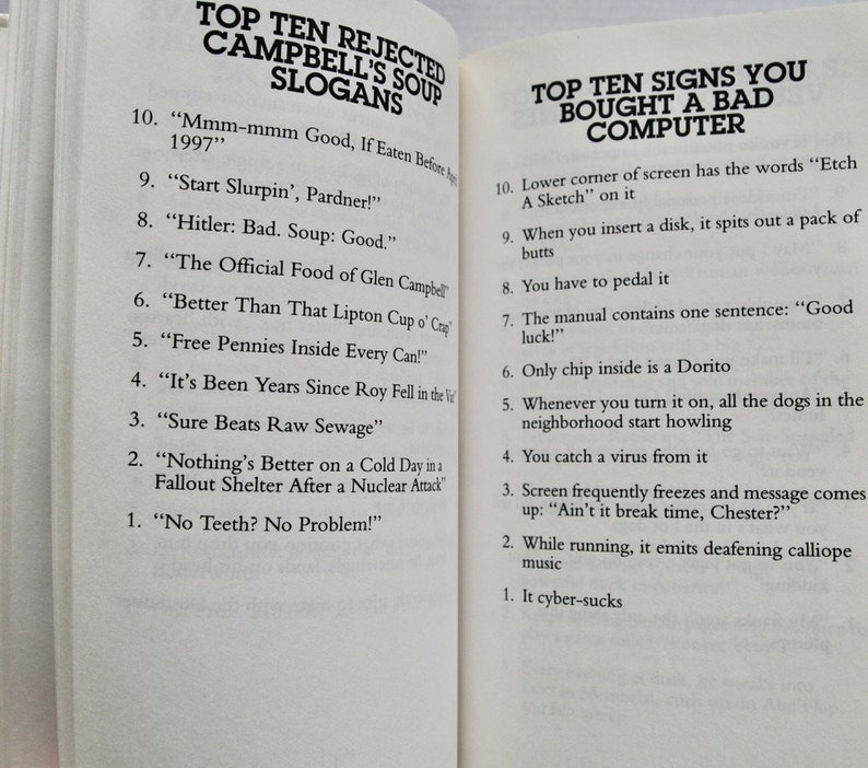 Letterman's Book of Top Ten Lists David Letterman 1995 first edition vintage adult humor comedy book Late Night television image 7