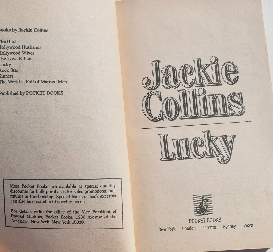 Jackie Collins Lucky vintage paperback book beach read trashy Etsy