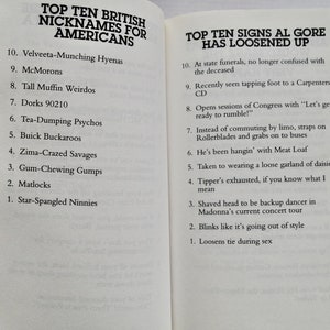 Letterman's Book of Top Ten Lists David Letterman 1995 first edition vintage adult humor comedy book Late Night television image 6