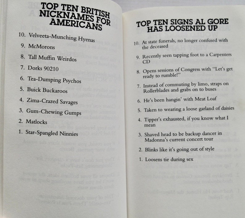 Letterman's Book of Top Ten Lists David Letterman 1995 first edition vintage adult humor comedy book Late Night television image 6