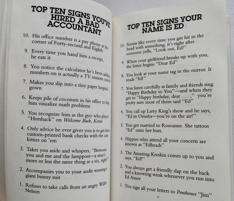 Letterman's Book of Top Ten Lists David Letterman 1995 first edition vintage adult humor comedy book Late Night television image 10