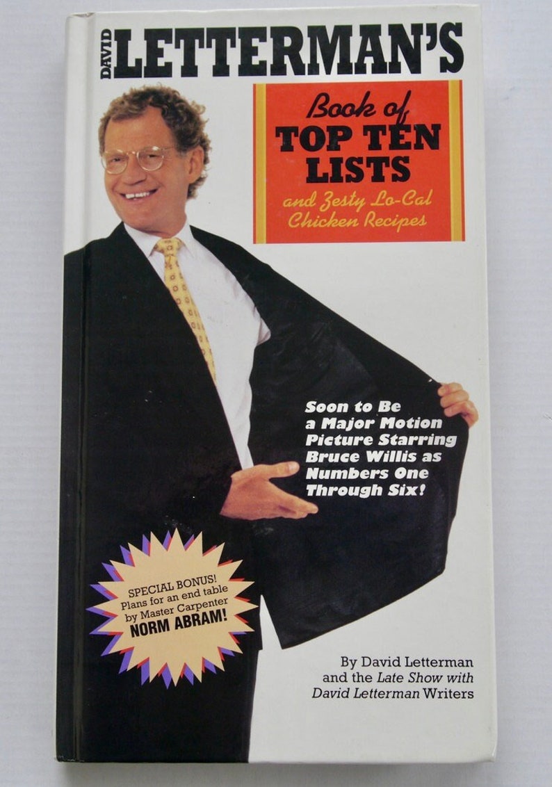 Letterman's Book of Top Ten Lists David Letterman 1995 first edition vintage adult humor comedy book Late Night television image 1
