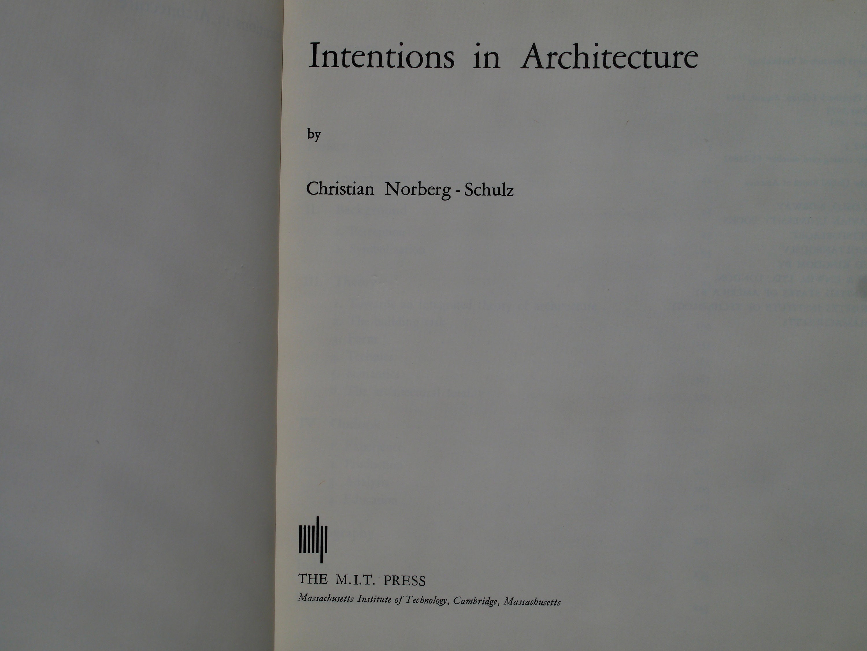 Intenciones en arquitectura Christian Norberg-Schulz 1965 vintage