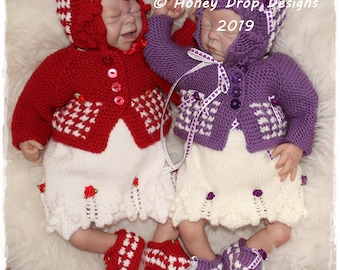 Roses are Red Reborn Baby Knitting Pattern Early Baby approx.