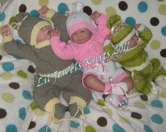 Triple Trouble (3 Sizes) Reborn Baby PDF Knitting Pattern