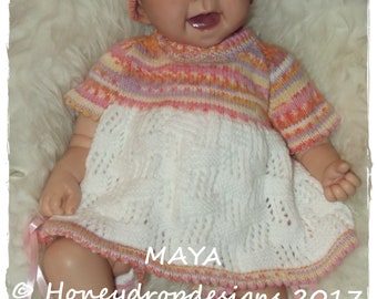 Maya Reborn Baby Knitting Pattern Early Baby-6 Months approx.