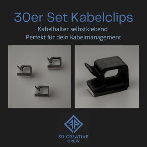 30x Kabelclips Kabelhalter Kabelmanagement 3D Druck PETG – Büro Schreibtisch Werkstatt - 3D Creative Crew - Dein Bastelservice