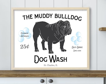 Personalized English Bulldog Laundry Room Sign. Dog Owner Funny Bathroom Decor. Laundry Room Wall Art. Custom Bulldog Lover Laundry Signs.