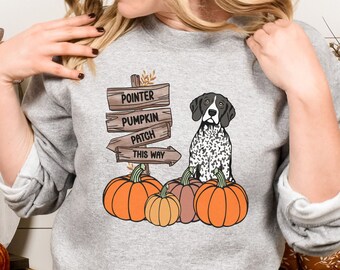 German Shorthaired Pointer Halloween Sweatshirt. Fall Black White GSP Pointer Dog Mom Sweatshirt. Autumn Holiday Hunting Dog Shirt Gifts Her