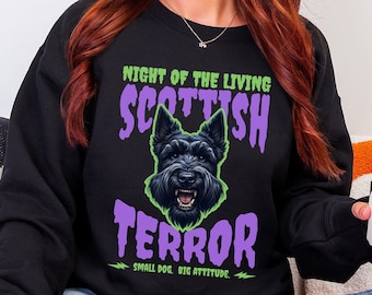 Chemise d'Halloween Terrier écossais, chemise pour chien Scottie, t-shirt d'Halloween couleurs confort drôle de chien Scottie, cadeau fantasmagorique de vacances pour amoureux des chiens Scottie