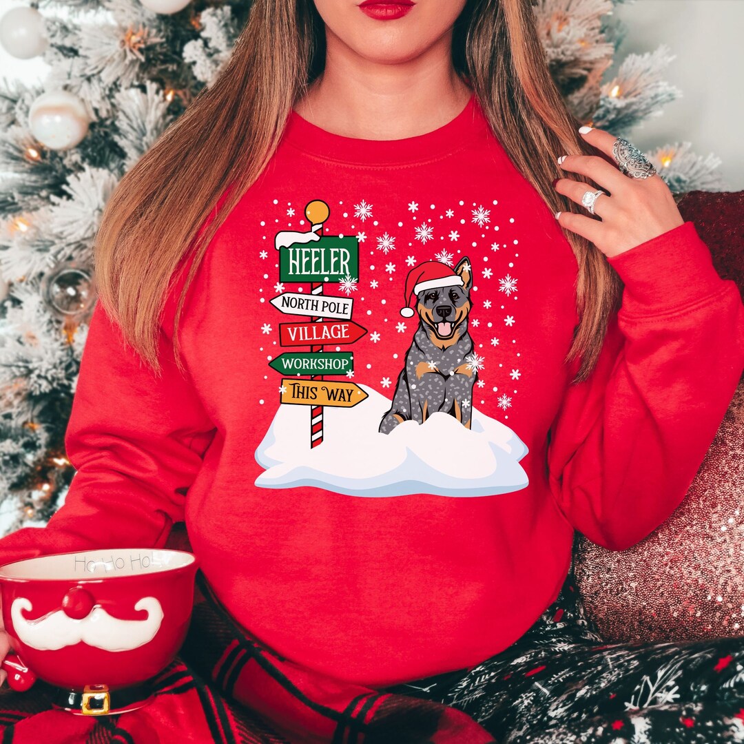 Custom Blue Heeler Christmas Sweatshirt. Personalized Australian Cattle