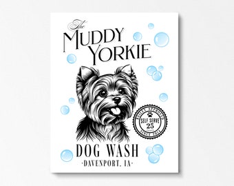Personalized Yorkie Laundry Room Sign. Custom Yorkshire Terrier Dog Bathroom Decor. Companion Dog Yorkie Home Decor Wall Art Laundry Signs.