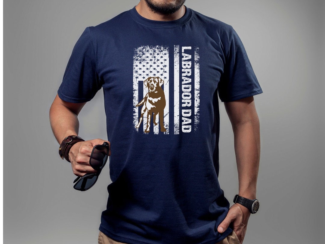 Chocolate Lab Shirt for Lab Dad Gift. Grunge American Flag Fathers Day