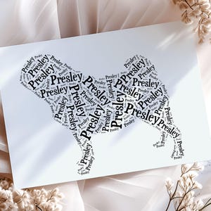 Custom Dog Memorial Pug Gift, Personalized Dog Lover Gift, Black and White Wall Art Print, In Loving Memory Rainbow Bridge Remembrance Gift