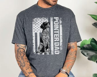 GSP Dog Dad Shirt, Fathers Day German Shorthaired Pointer Dog Dad Gift, Hunting Dog Dad Patriotic Grunge Flag Shirt, GSP Dad Birthday Gift
