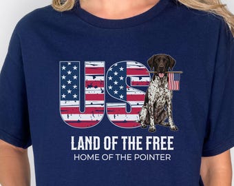 Chemise allemande 250e anniversaire de pointeur à poil court, t-shirt drapeau américain patriotique GSP Lover, t-shirt pour chien de chasse des hautes terres des États-Unis 250 ans d'Amérique