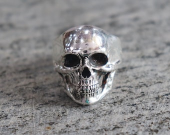 Silver Skull Ring For Men, Gothic Skull Statement Ring, Handmade Biker Ring, Punk Rock Jewelry, Gothic 925 Sterling Silver Style Ring