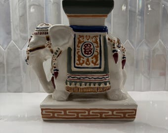 Soporte para plantas chino antiguo con forma de elefante, de 23 cm de altura, con diseño y arte chinos.