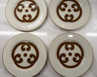 Juego vintage de 4 platos de porcelana fina Charade de 19 cm (7,5 pulgadas) de Fitz and Floyd.