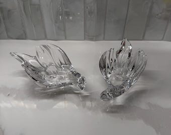 Coppia di portacandele vintage Gorham Crystal a forma di colomba