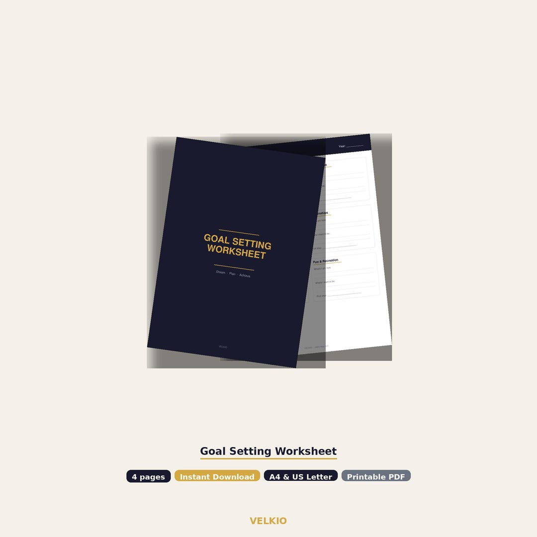 Goal Setting Worksheet Printable, SMART Goals Planner, Vision Board ...