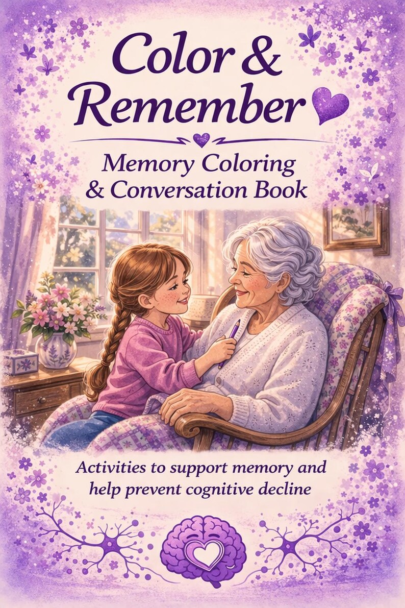 Cognitive Color Pages Dementia Activity Book – Memory Coloring & Conversation Pages ...