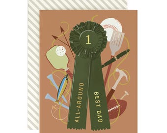 All Around Best Dad Ribbon - Dad Card