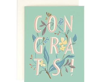 Congrats Floral Type - Greeting Card