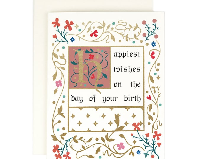 Illuminated Manuscript Birthday - Birthday Card
