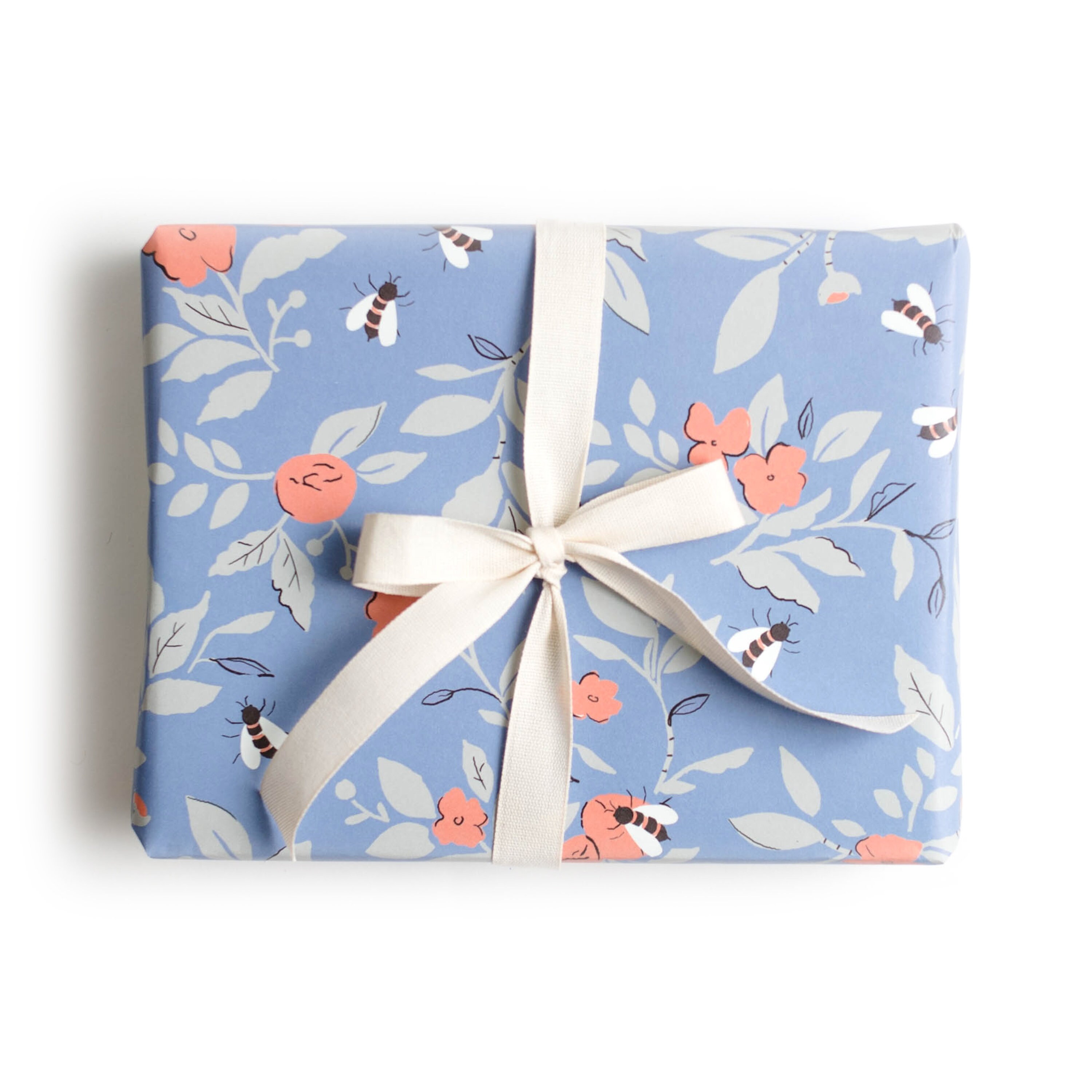 Pink Flower And Buzzy Bee Wrapping Paper,Mothers Day Gift Wrap,Birthday Wrap.