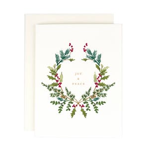 Alegría y Paz - Lámina de cobre para tarjetas de felicitación navideñas