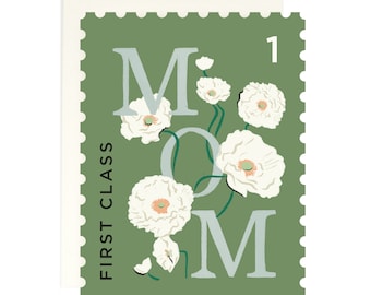 First Class Mom - Die Cut Stamp Greeting Card