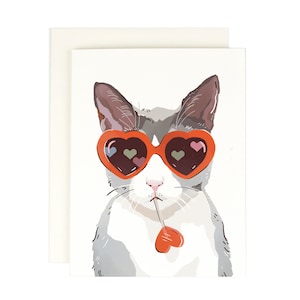 Heart Eyed Cat - Love Valentine Card