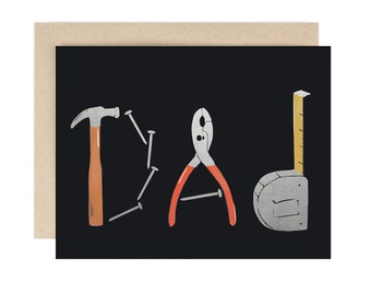 Outils papa - Carte de fête des Pères avec papier d’argent