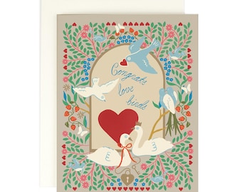 Congrats Love Birds - Wedding Bridal Shower Card