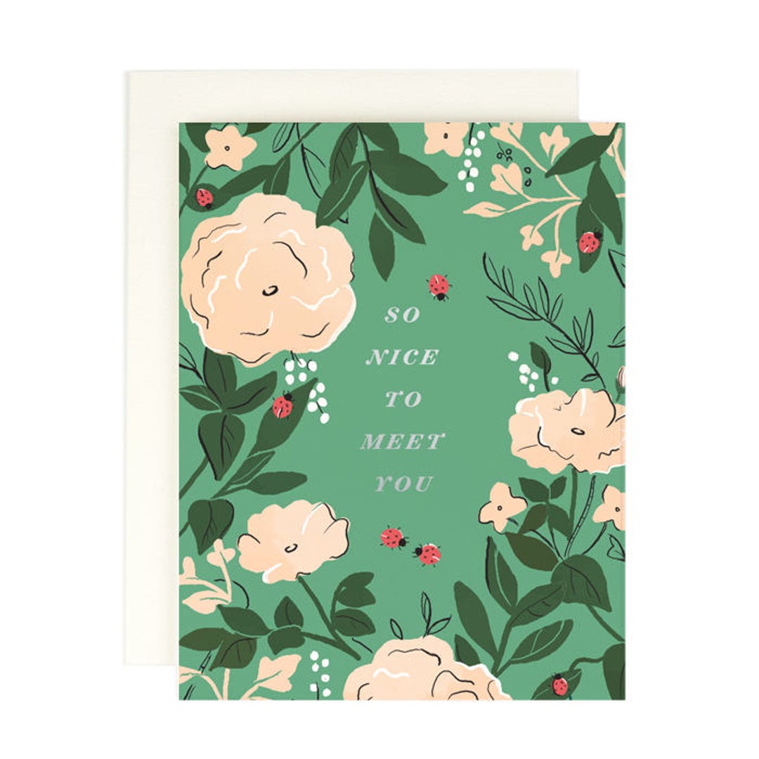 So Nice To Meet You Greeting Card With Silver Foil Etsy