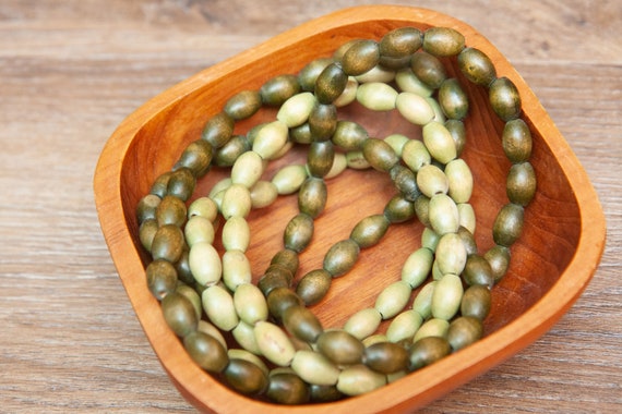 Wooden Bead Necklaces, Vintage Green, Long, Beade… - image 5