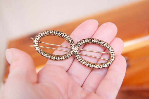 Oval Hair Barrette, Gold Tone, Vintage Hair Clip,… - image 5