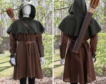 Medieval Archer Costume SET, 6 pc Women's Archery Outfit - (D)