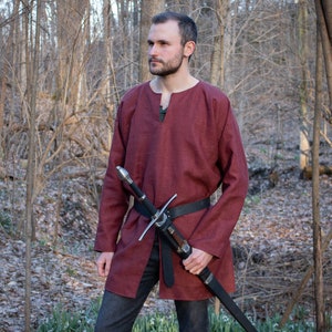 Medieval Tunic Linen With Riding Slit LARP Ren Fest Mens - Etsy