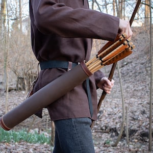 Leather Belt Quiver, Hip Arrow Quiver, Medieval Archery - CLASSIC (AB)