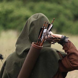 Guante de tiro con arco de cuero - Renacimiento medieval - Elige talla y color - /F/ (AB)