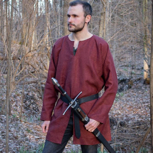 Medieval Tunic Linen With Riding Slit LARP Ren Fest Mens - Etsy