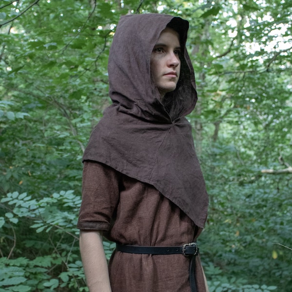 Viking Hood Linen, Skjoldehamn, Medieval Clothing Garb - /F/ (LB)