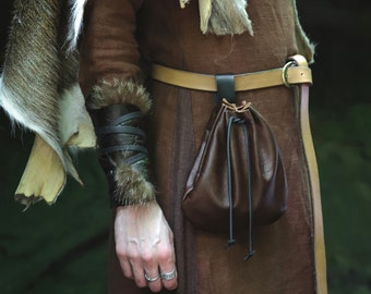 Medieval Leather Pouch, Drawstring Belt Bag - Choose Your Color - The Commoner - /F/ (AB)