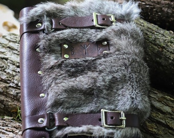 Rune Leather Journals - W/ Fur or Plain -Refillable, Hardback Journal Included - /P/ (AB)