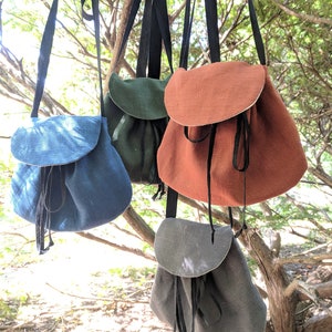 Renaissance Sporran, Medieval Linen Crossbody Bag - Choose Your Color - /F/ (LB)