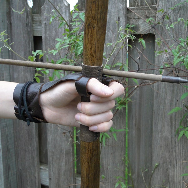 Guanto con arco per tiro con l'arco, guanto da tiro a mano - Ranger medievale rinascimentale rustico - Scegli la tua taglia e colore - /F/ (AB)