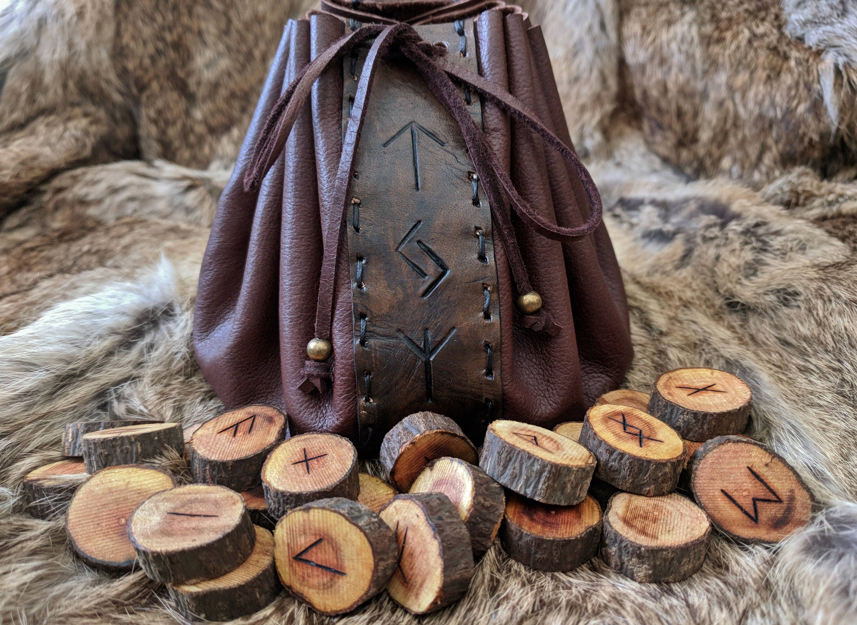 Leather Rune Pouch Bag Customizable Choose Your Rune Etsy